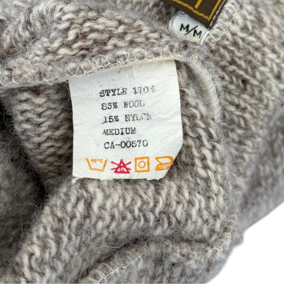 Vtg 80s Eddie Bauer Wool Shawl Collar Sweater Size Large Neutral Cabin Cottage - Picture 7 of 9